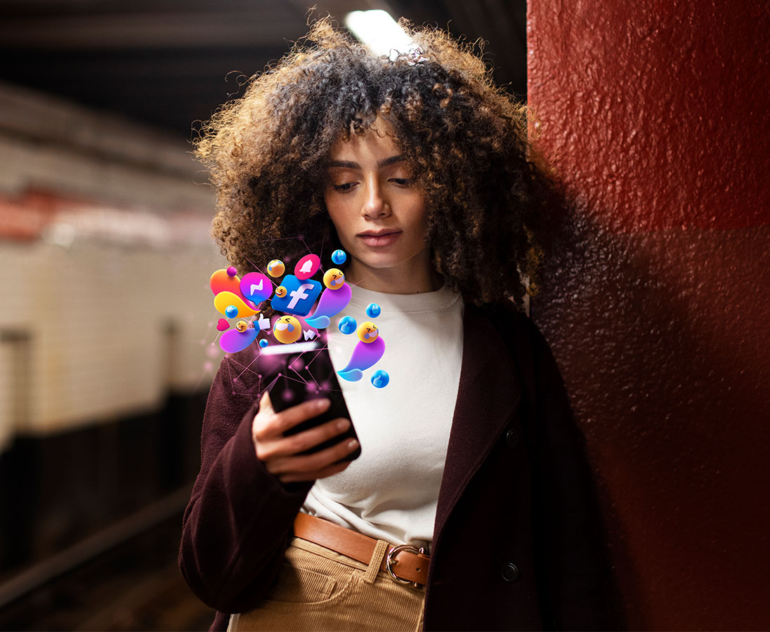 social media Management Women looking at social media on her phone
